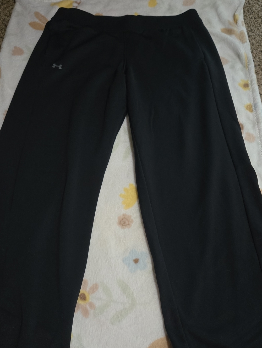 Under Armour Wide Leg Womens Black Jogger Sweatpants with Logo